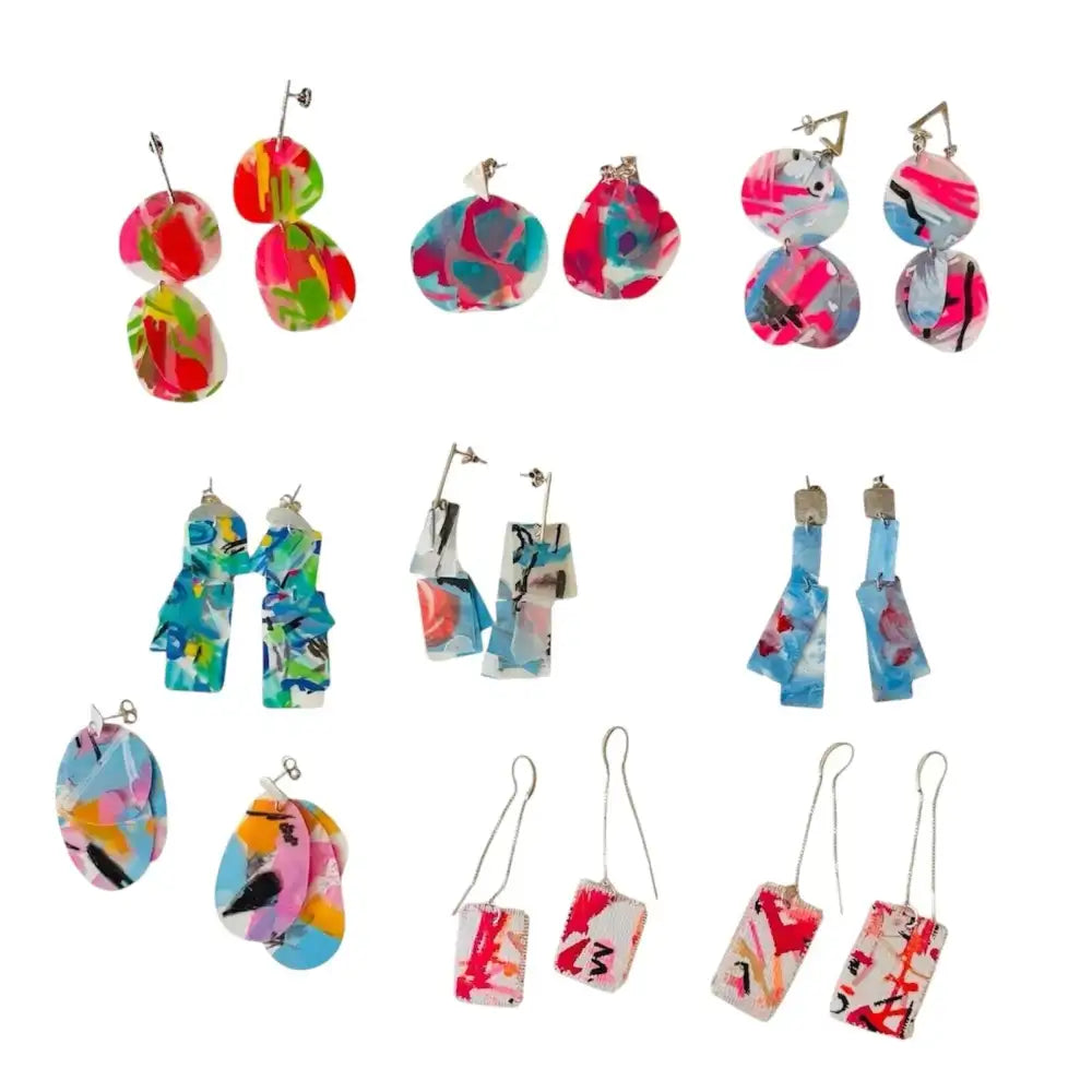 Pendientes pétalos celeste y rosa Masquemay