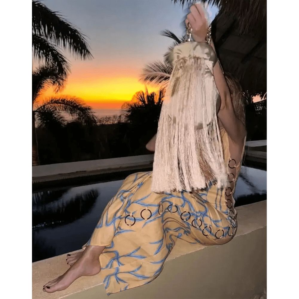 Bolso flecos seda. New!