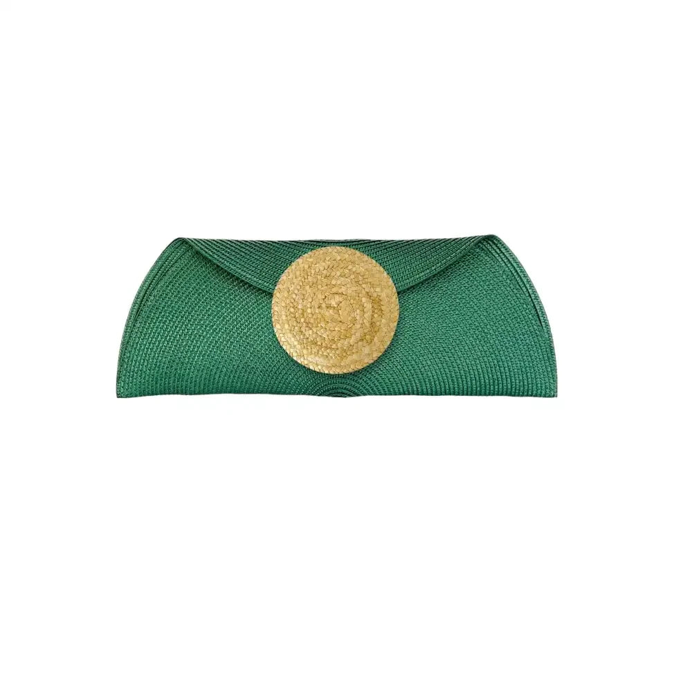 Cartera Rafia círculo para boda. - Verde Edimburgo