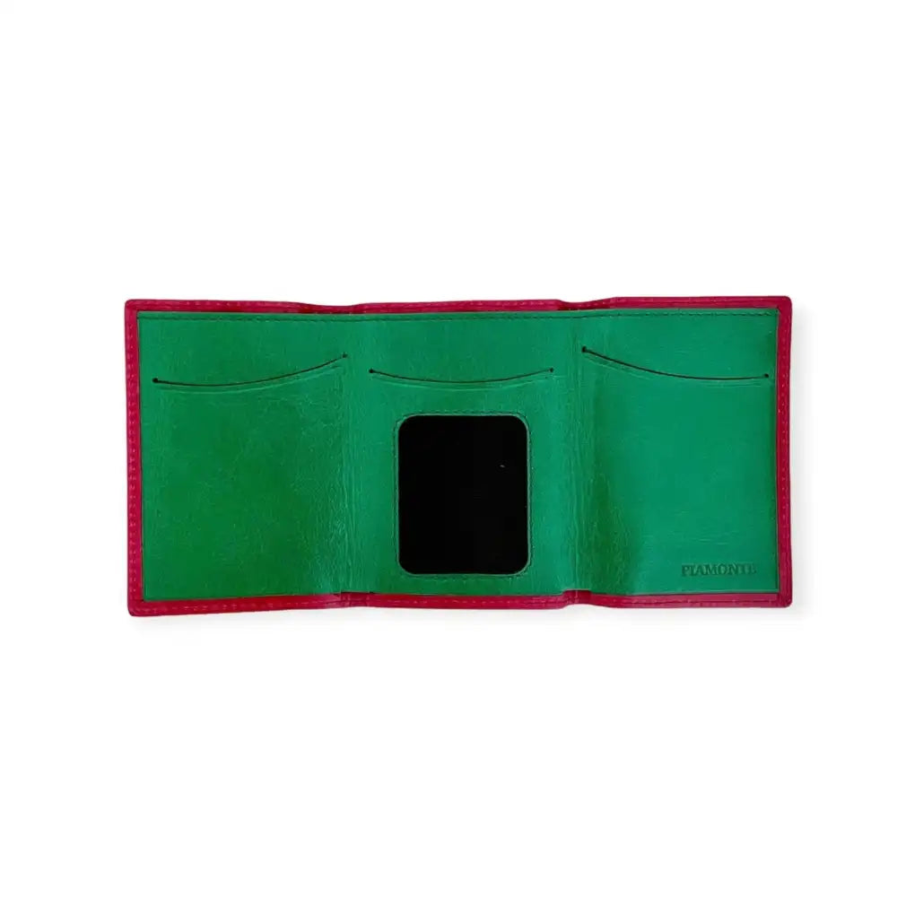 Cartera pequeña fucsia desplegable Icon Piamonte 950 - Fuxia + Verde Esmeralda - cartera