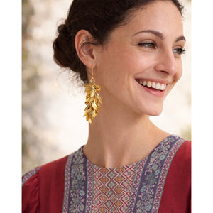 Golden cascade leaves earrings, Flow Jewellery.