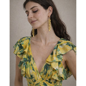 Golden cascade leaves earrings, Flow Jewellery.