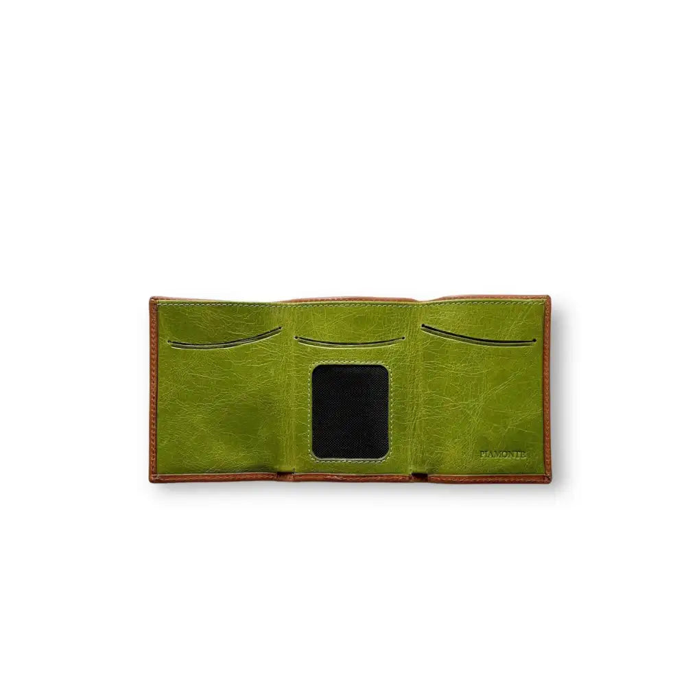 Cartera pequeña cuero-agotada - Cuero + Apple Green - cartera