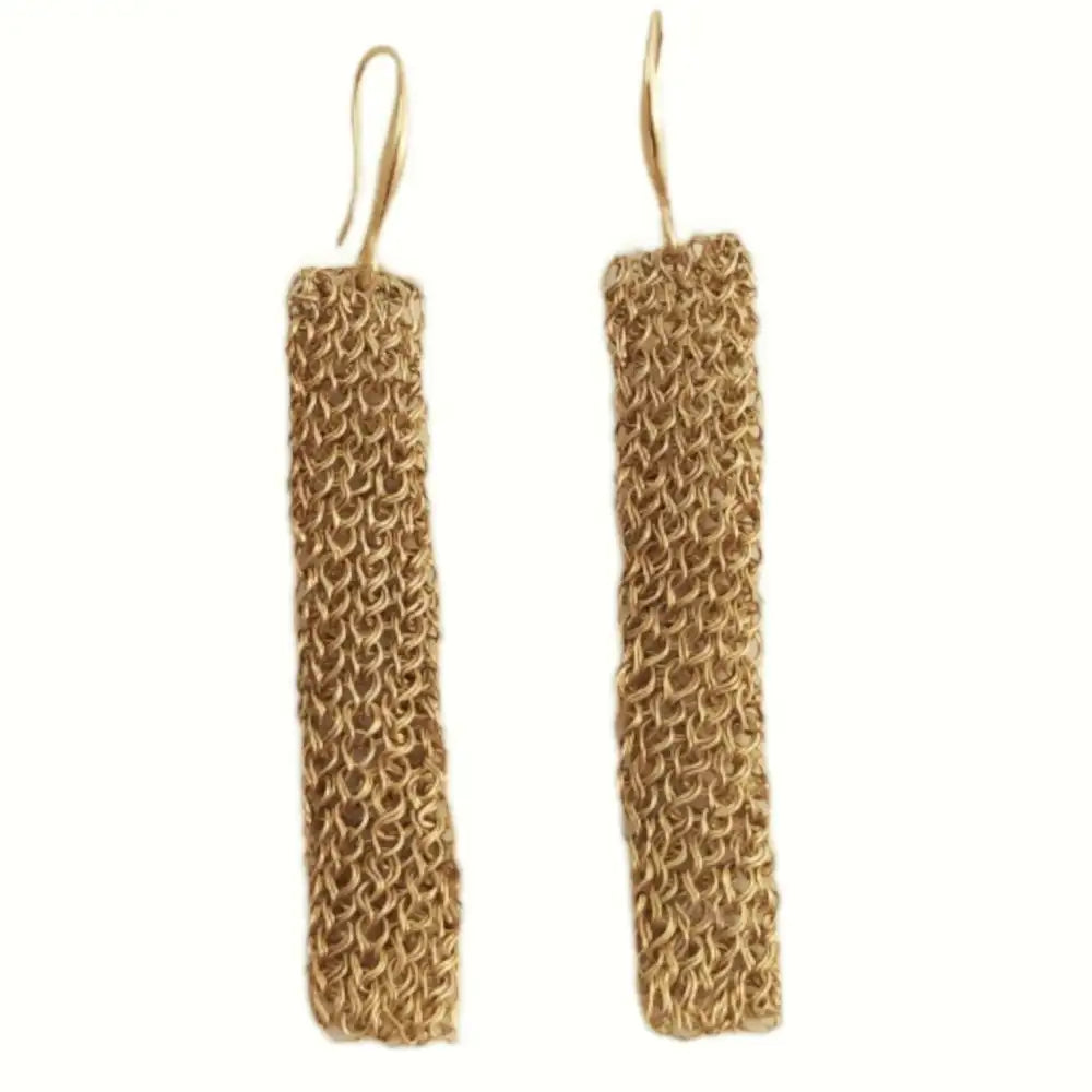 Pendientes largos tejidos by Flow - Latón-dorado