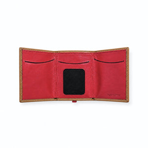 Small leather and red folding wallet, Icon Piamonte 950.