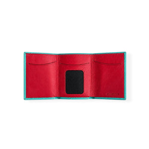 Turquoise blue and ruby ​​wallet, Icon Piamonte 950.