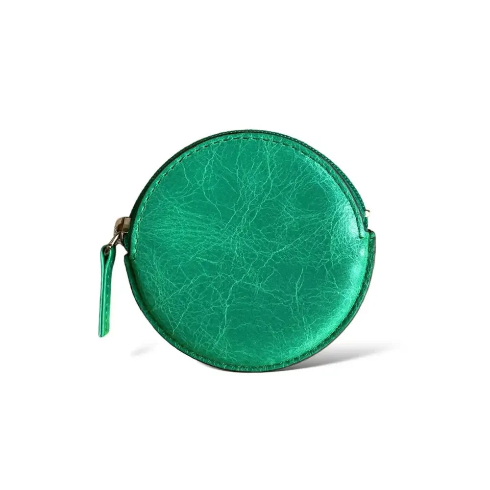 Monedero círculo PIAMONTE. - Verde Esmeralda, new! - monedero