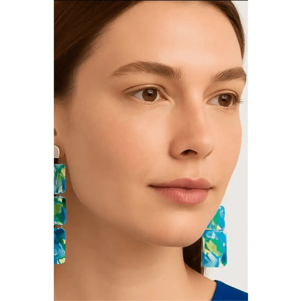 Pendientes Pétalos largos: Cascada azul y verde-New!