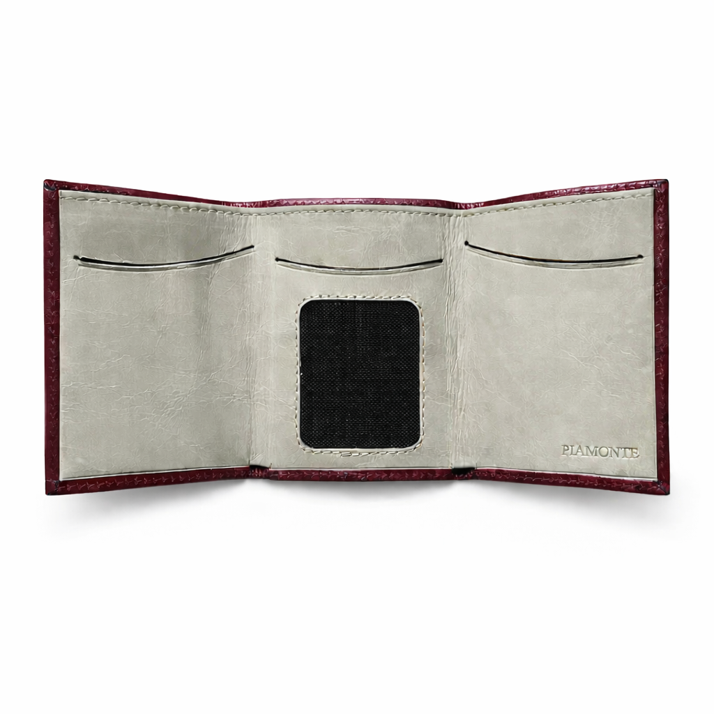 Cartera piel hombre pequeña burdeos