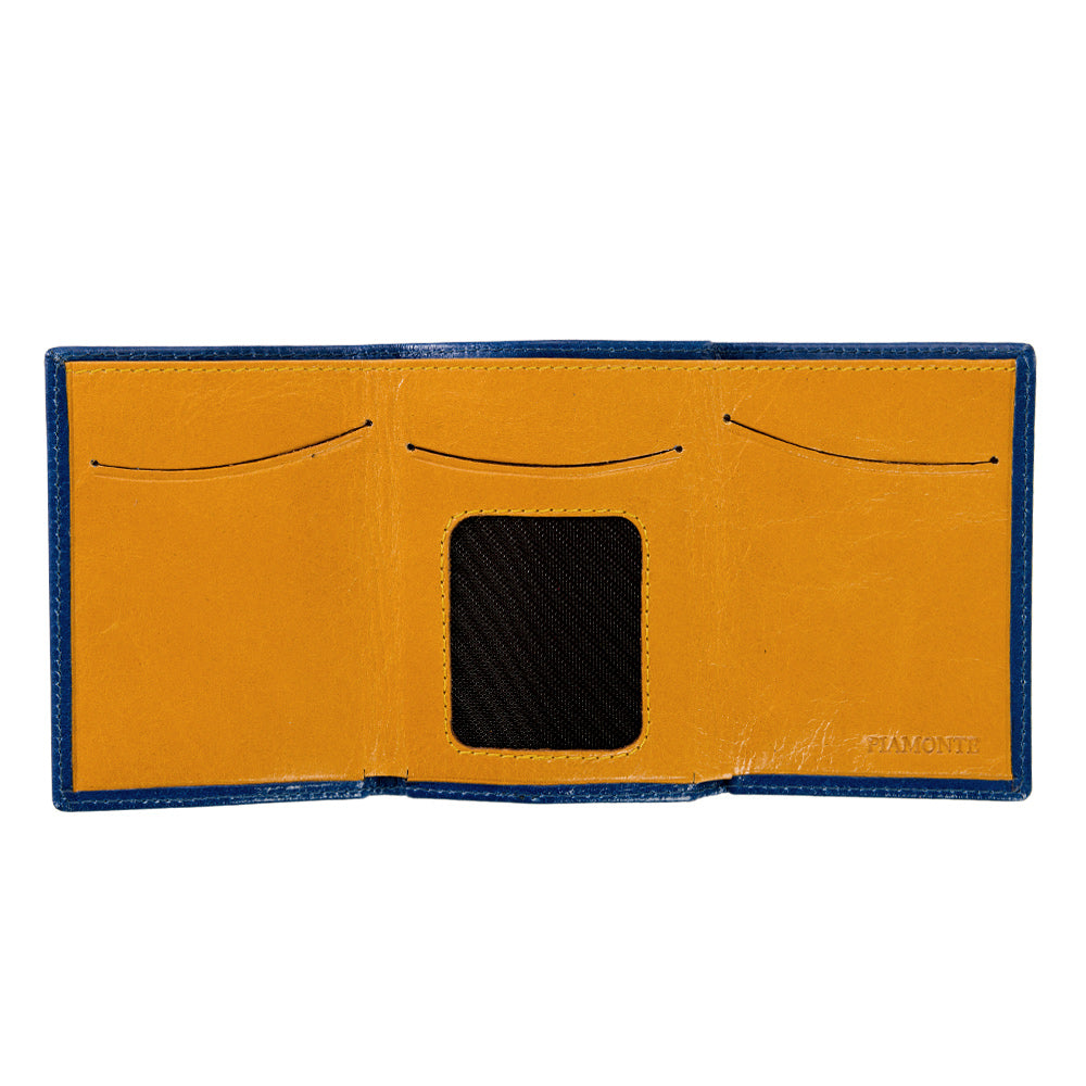 Cartera hombre azul china icon 950. - Azul china + Amarillo mostaza, New!