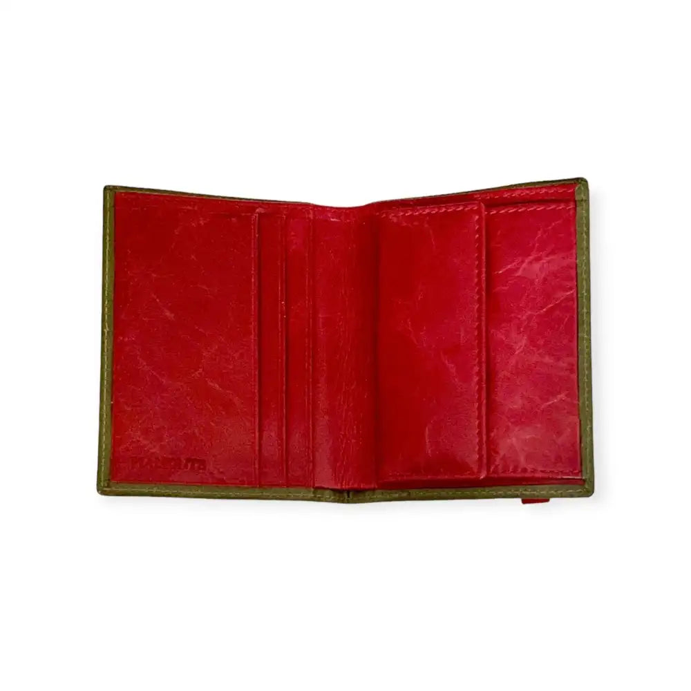 Cartera pequeña con monedero 720 classics. 17 tonos disponibles. - Verde kaki + Rojo, New 2024 - cartera
