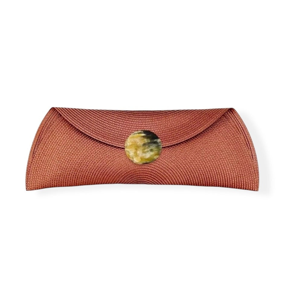 Bolso boda, cartera rafia y asta natural.