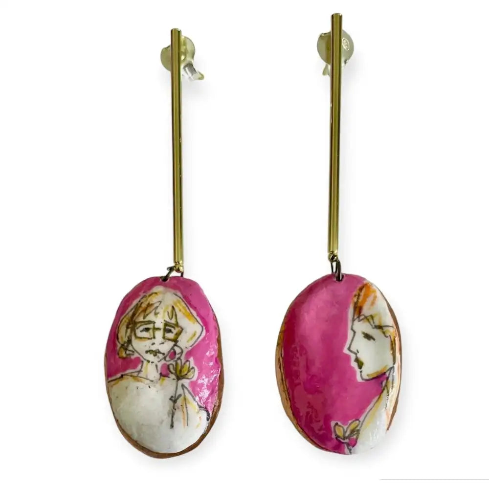 Pendientes largos artísticos May Gañán NEW in! - Pendientes largos ilustrados Ltd Edition