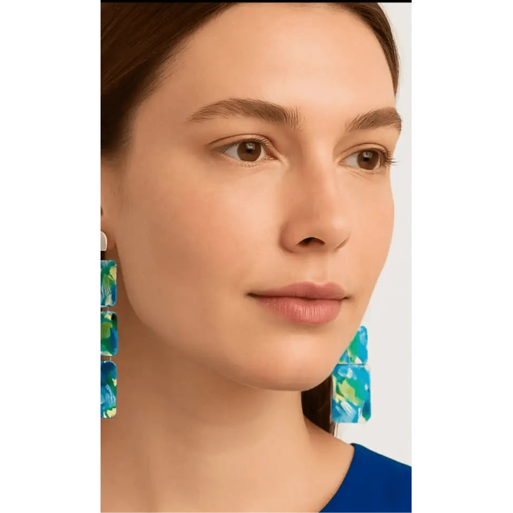 Pendientes Pétalos largos: Cascada azul y verde-New!