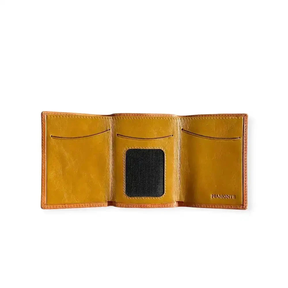 Small yellow leather wallet, Icon Piamonte 950