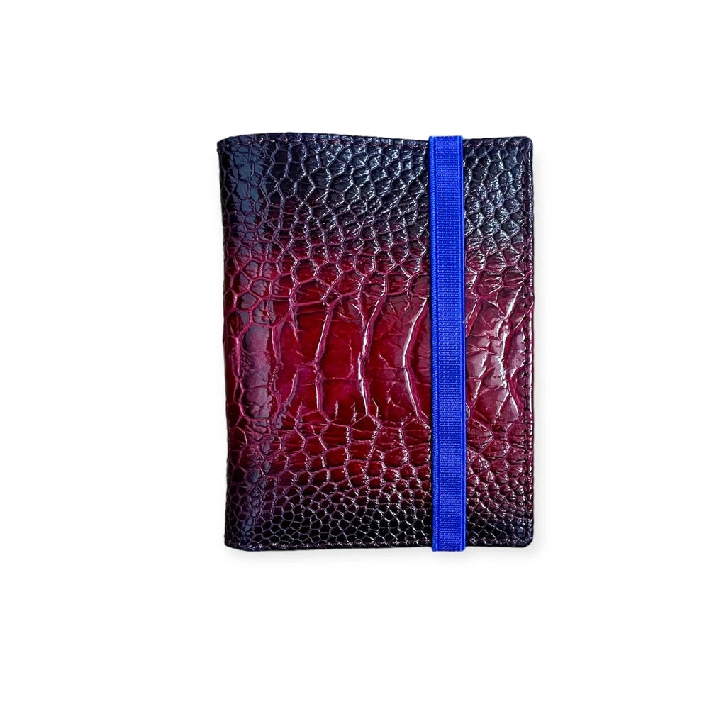 Cartera unisex pitón o pata avestruz 1028. - Pata avestruz Rubino + Azul - cartera