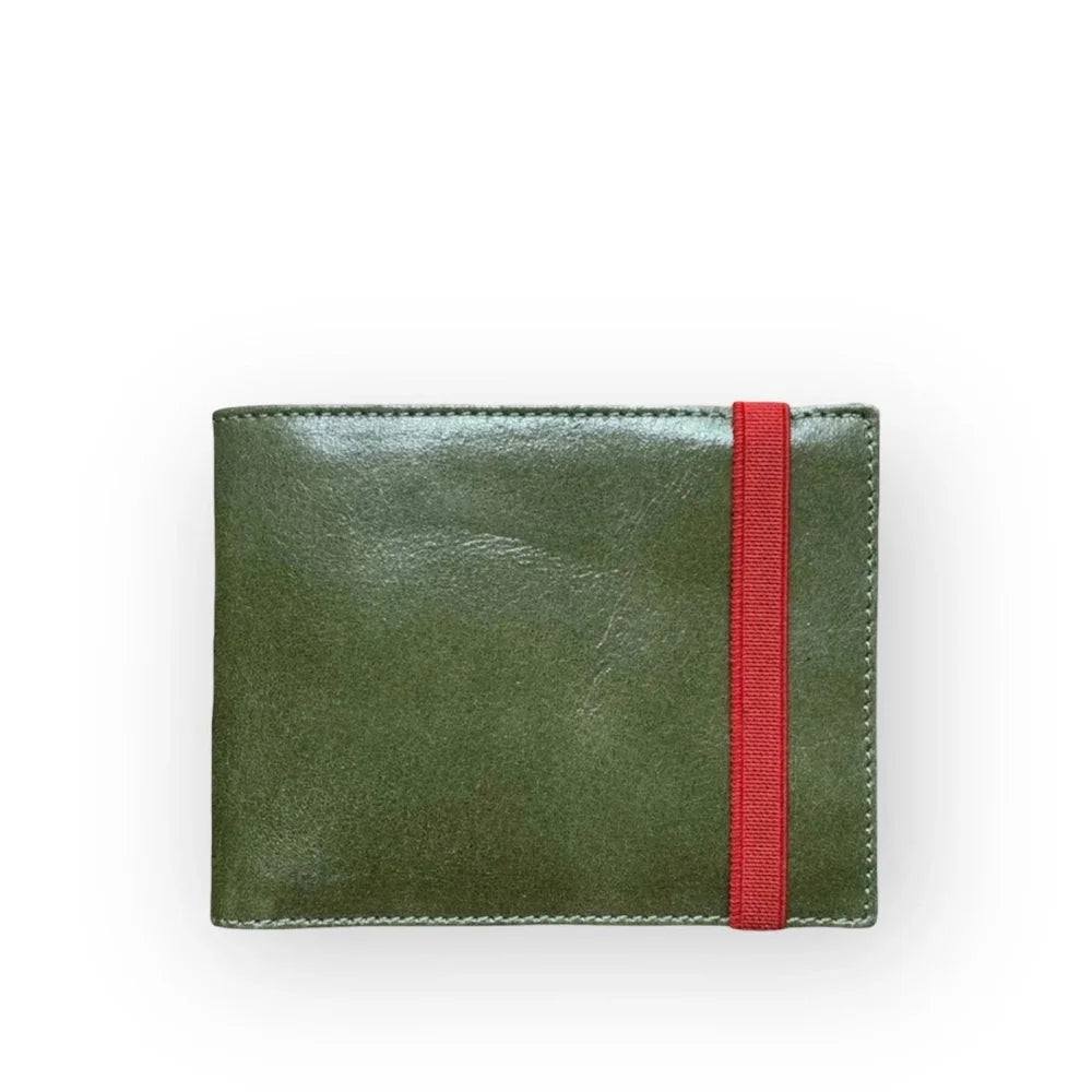 Cartera slim sin desplegable 840 New! - Kaki + Rojo Classic - cartera
