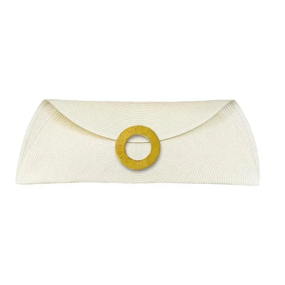 Bolso boda 2026, cartera rafia con aro bronce. Unidades limitadas