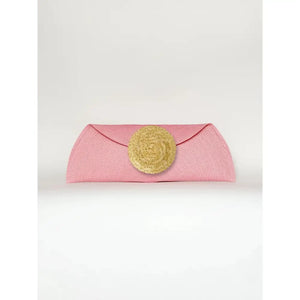 Cartera Rafia círculo para boda. - Rosa baby