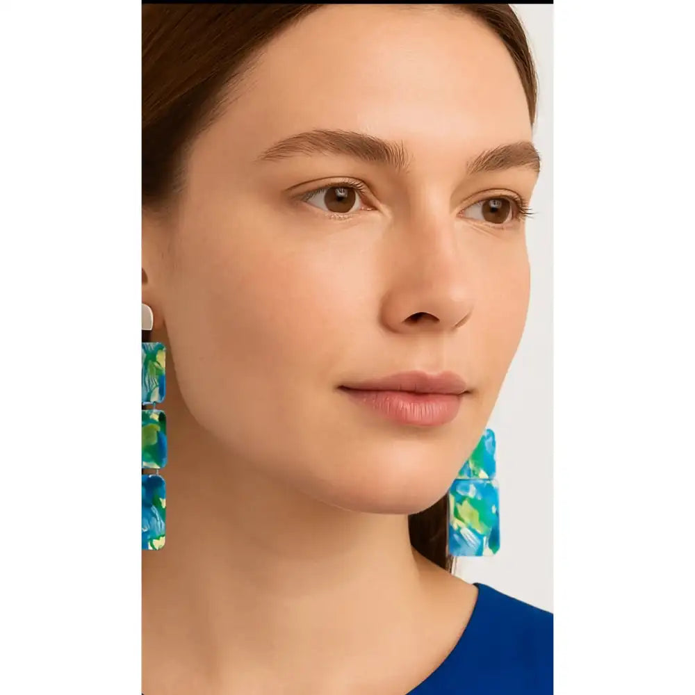 Pendientes Pétalos largos: Cascada azul y verde-New!