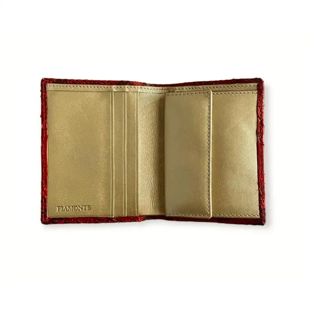 Petit portefeuille en cuir exotique avec poche à monnaie, 720 exotiques Piémont.
