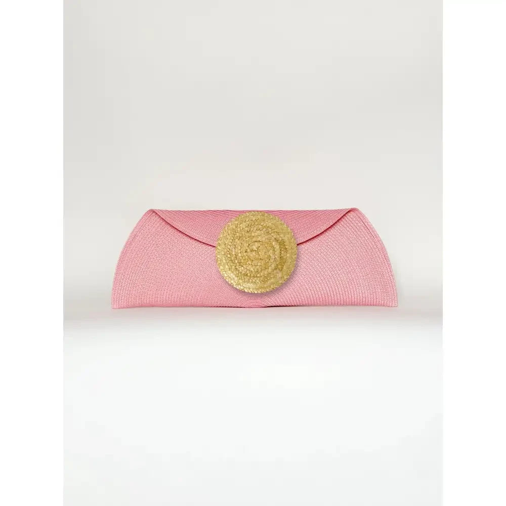 Cartera Rafia círculo para boda. - Rosa baby
