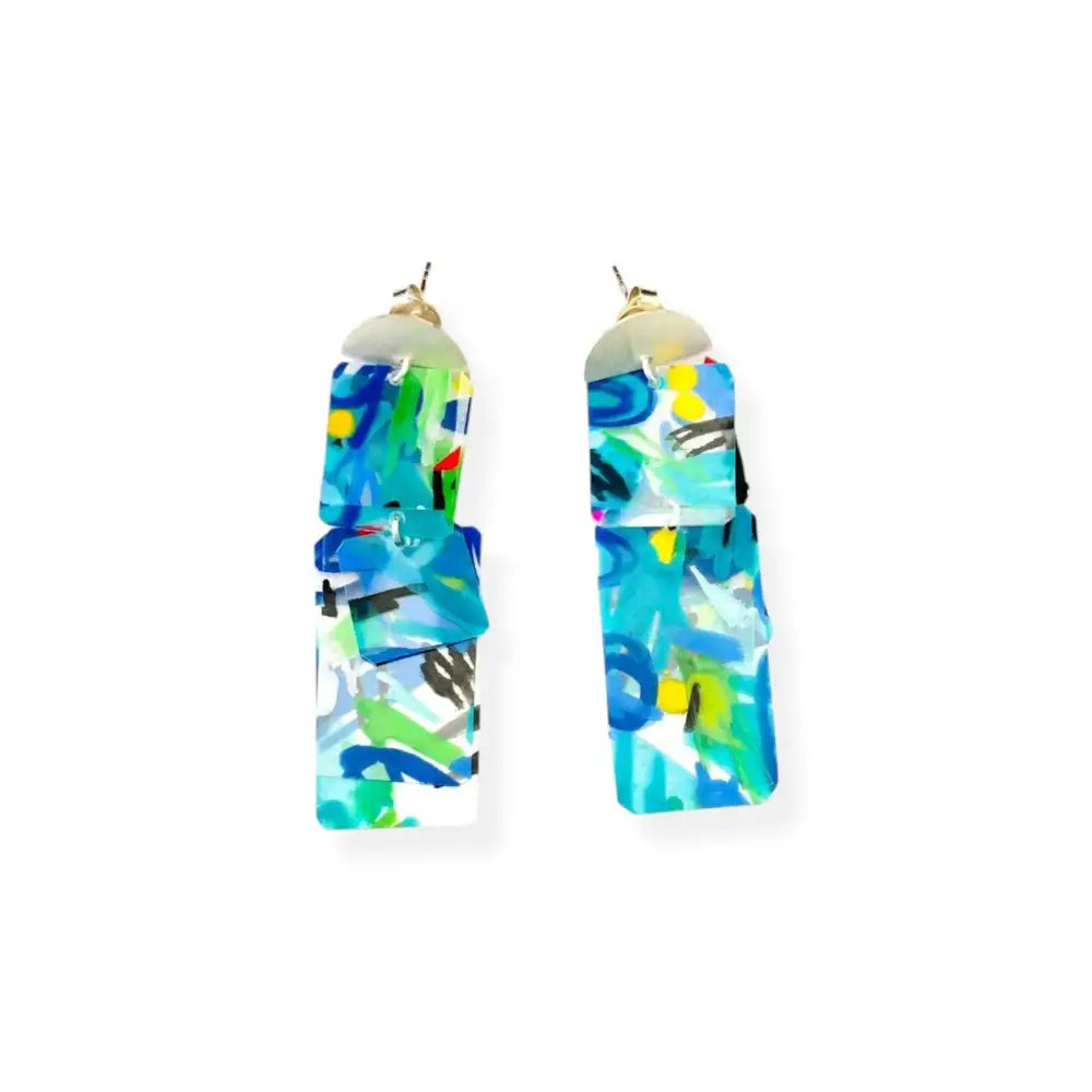 Pendientes Pétalos largos: Cascada azul y verde-New!