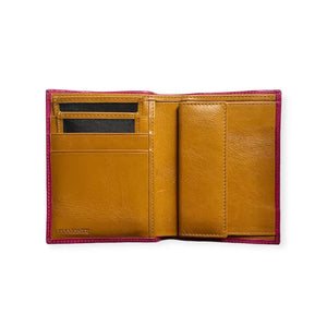 Cartera mujer con monedero mediana  719, cartera mujer fuxia y mostaza , carteras piamonte