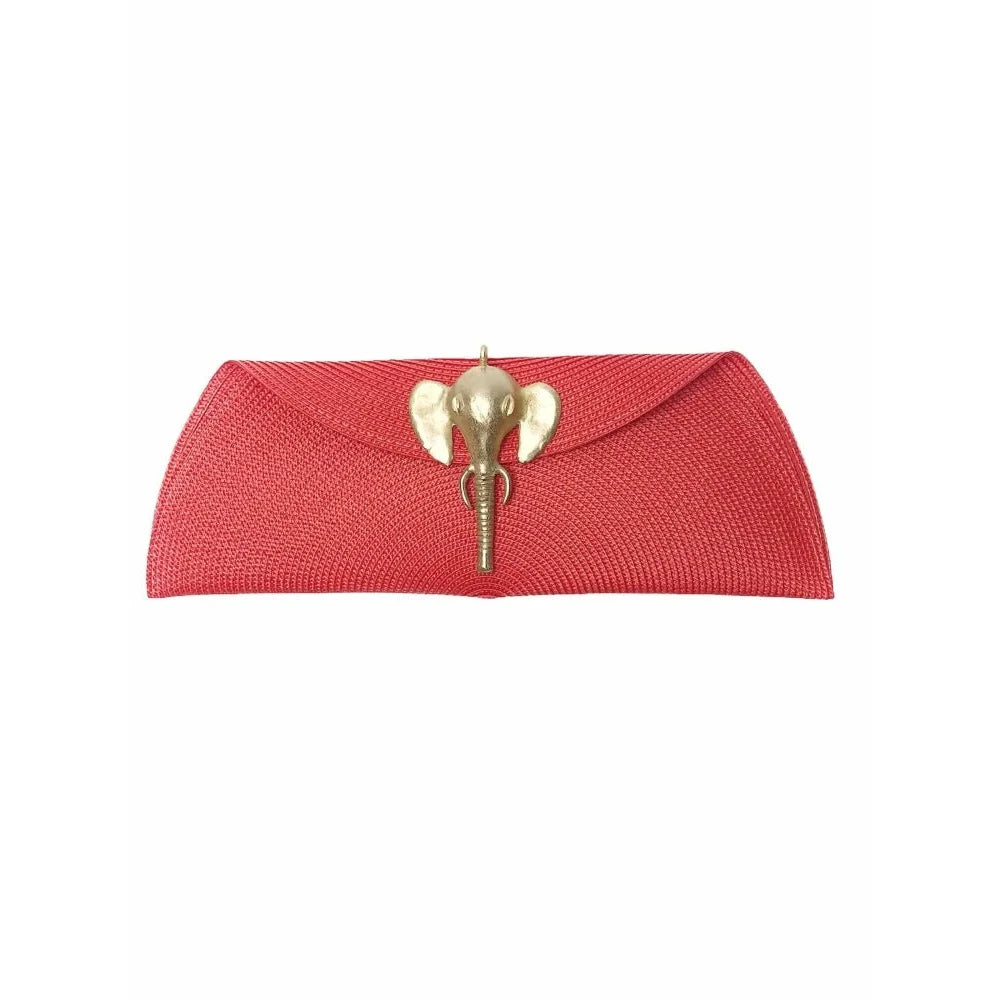 Bolso boda, cartera rafia con adorno elefante. - piamontemadrid