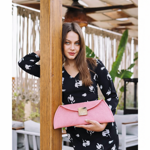 Bolso boda, cartera rafia y asta cuadrada