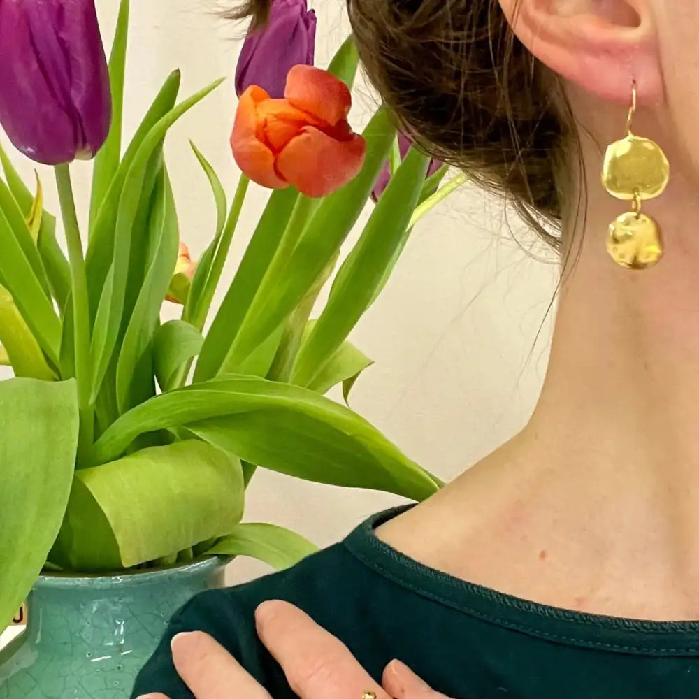 Karen Hallam, pendientes ibiza doble disco medianos.