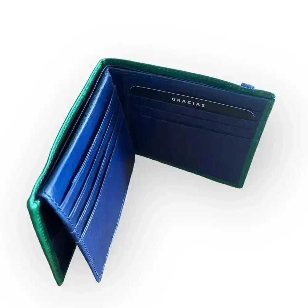 Cartera hombre horizontal 3011 / 15 colores - Verde esmeralda + Azul klein - cartera